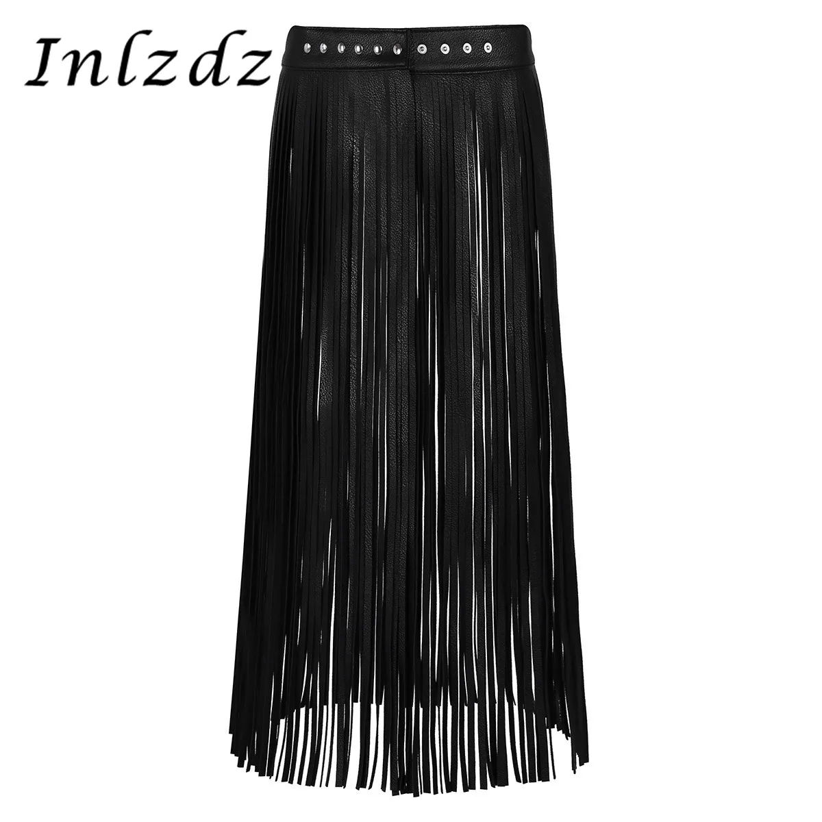 

Long Fringe Tassel Skirt Belt for Womens Pole Dance Skirts Ladies Leather Adjustable Hippie Boho Waistband Rave Clothes Clubwear