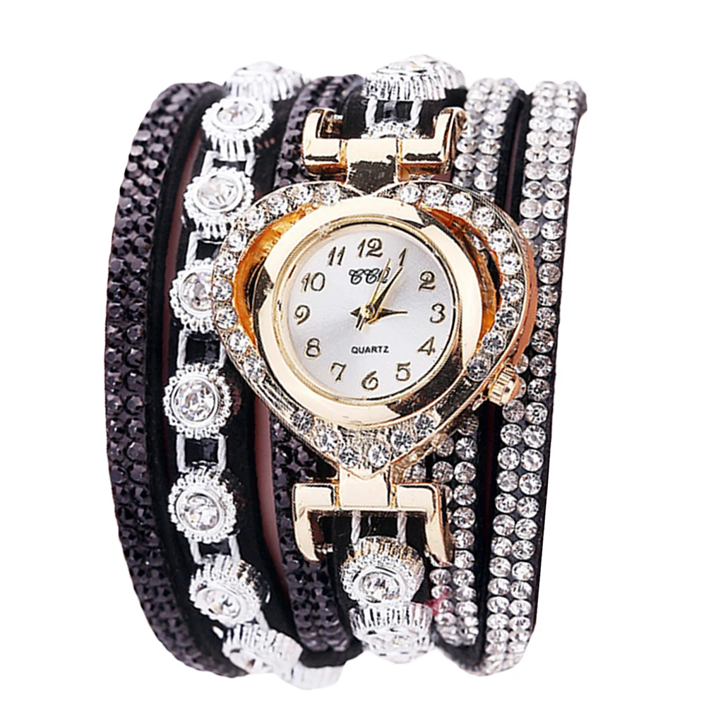 Women Luxury Rhinestone Bracelet Wristwatch Ladies Multilayer Analog Watch