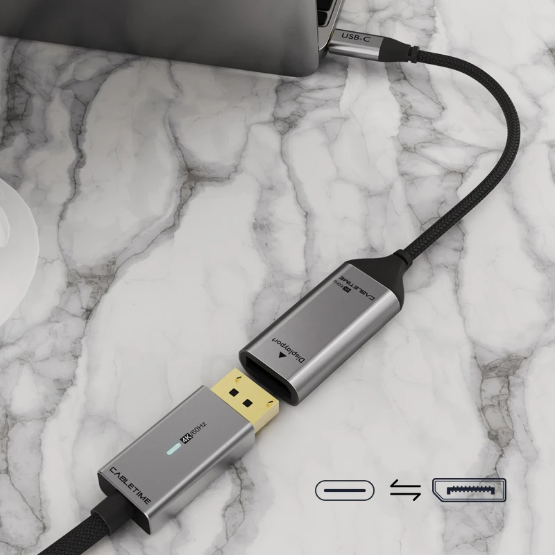 كابل USB C إلى ديسبلايبورت محول 4K 60Hz USB 3.1 نوع C إلى DP محول لأجهزة الكمبيوتر المحمول ماك بوك اير ديل DP محول C331