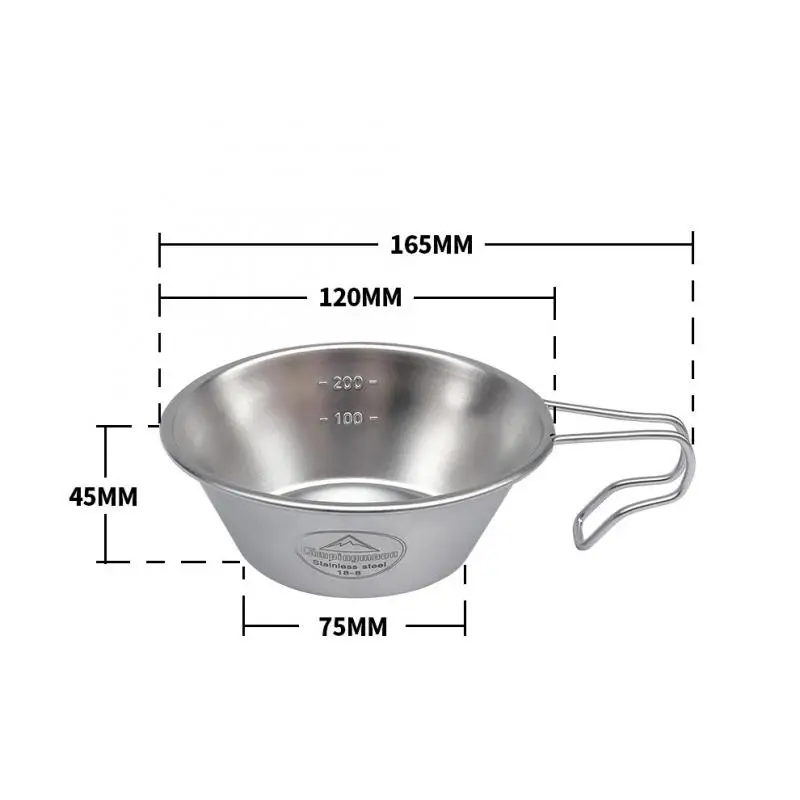 Outdoor Tableware Portable Thickened Camping Stainless Steel Bowl Camping Picnic Multi-Function Bowl Outdoor Tableware 310Ml