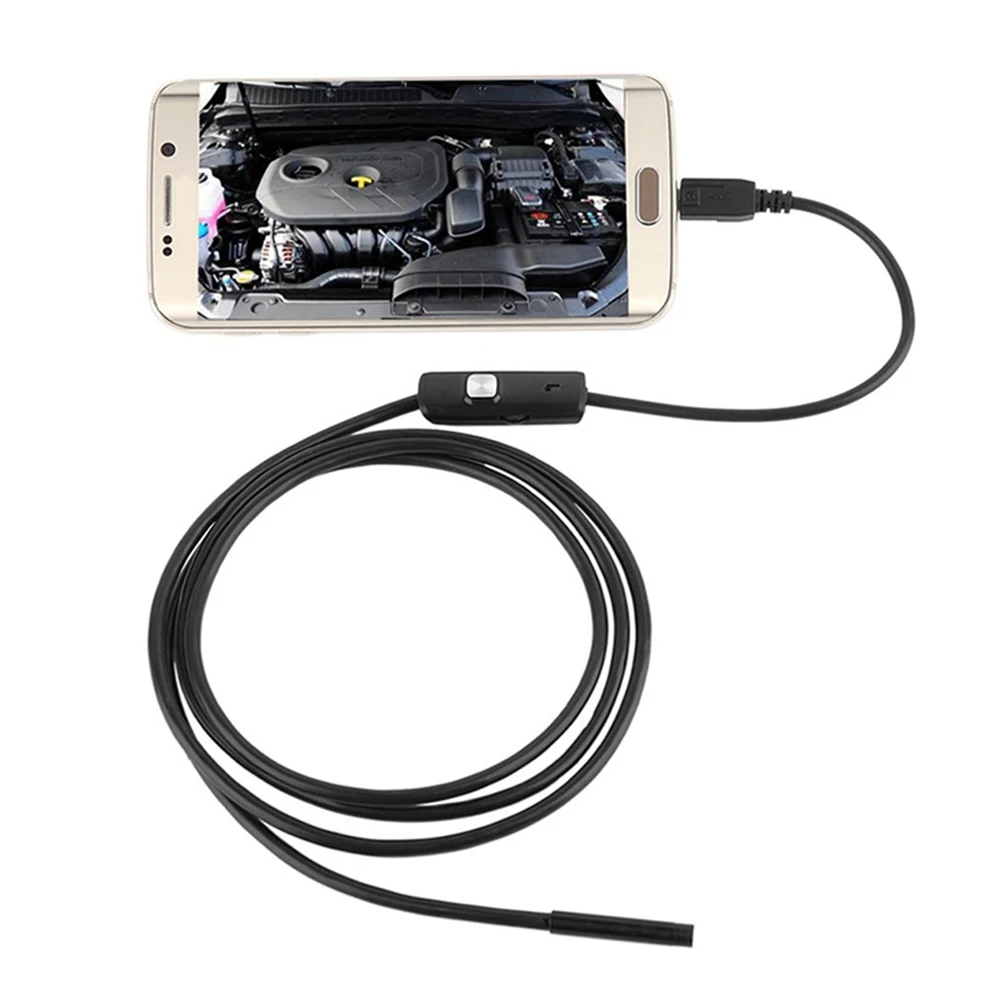 7mm Endoscope Camera Flexible IP67 Waterproof Micro USB Inspection Borescope Camera for Android PC Notebook 6LEDs Adjustable