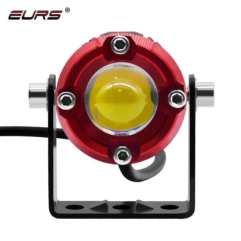 EURS 2x Motorcycle LED Headlight Projector 3000K 6000K Color ATV Scooter Driving for Cafe Racer Light Auxiliary Spotlight Lamp