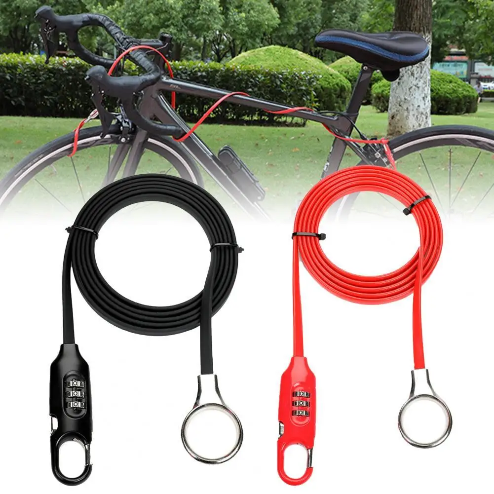 Bike Cable Lock Anti-Scratch Excellent Ductility Extra Long Bicycle Helmet Code Steel Cable Wire Lock for Outdoor велозамок cerr