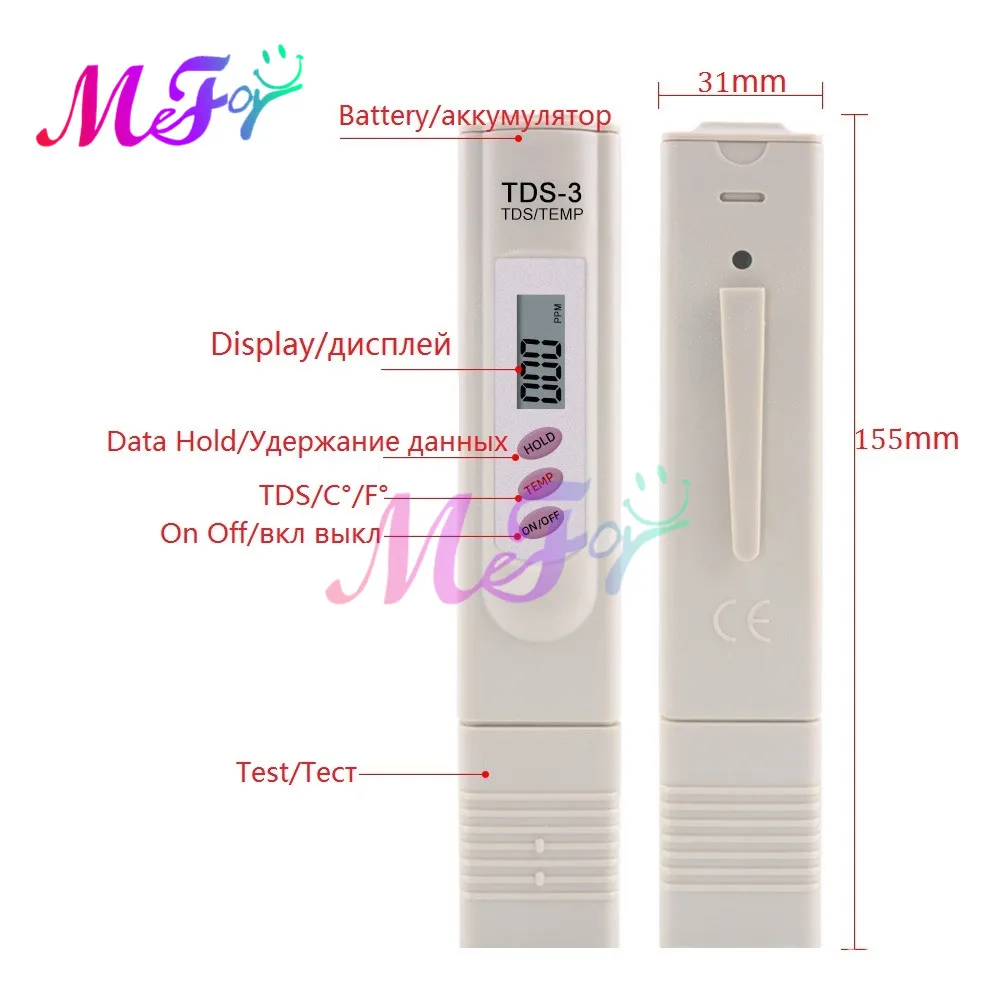 TDS Meter Digital Water Tester 0-9990ppm Drinking Water Quality Analyzer Monitor Filter Rapid Test Aquarium Hydroponics Pools