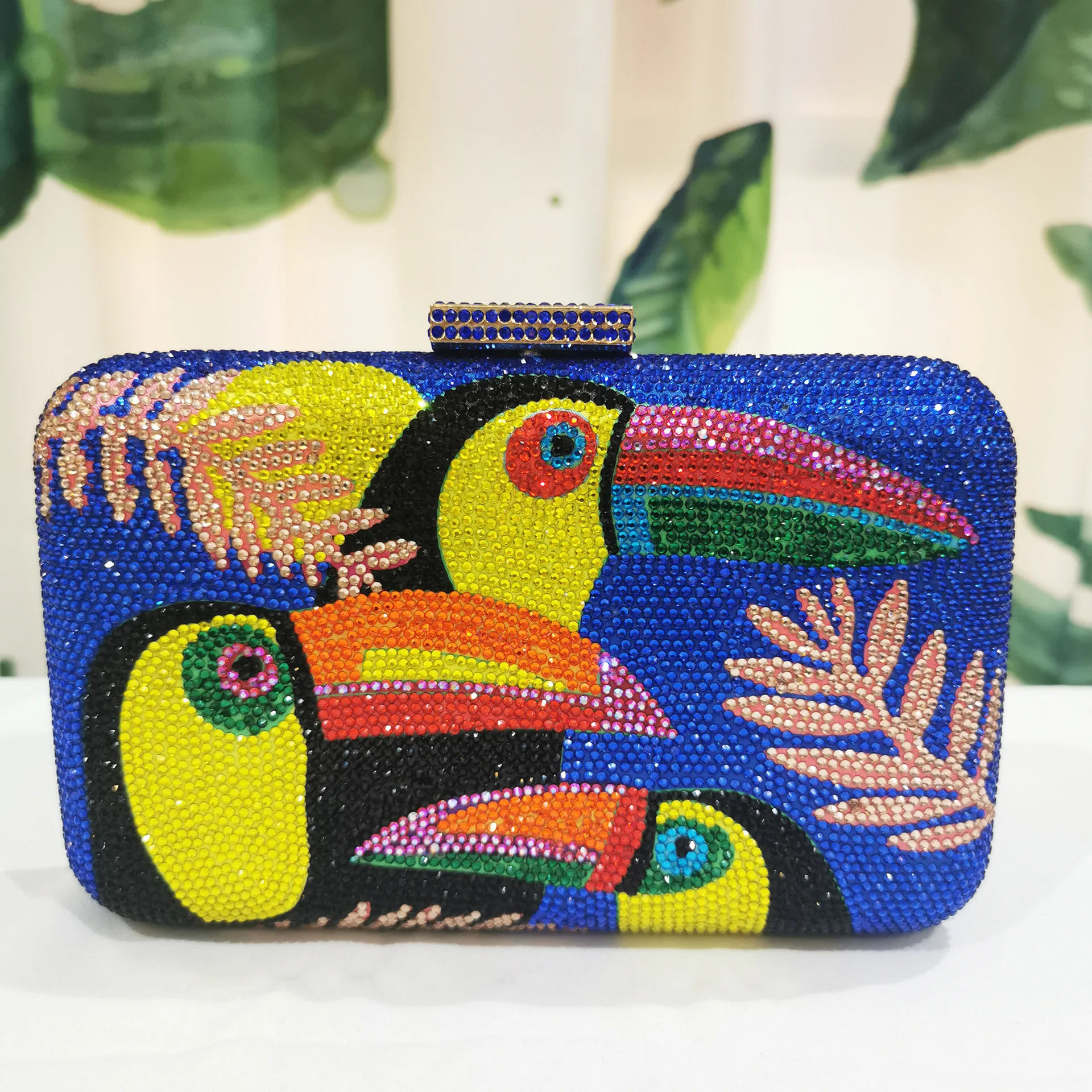 Novelty Toucan Bird Women Crystal Evening Bags Rhinestones Box Minaudiere Clutch Party Cocktail Handbag Purse