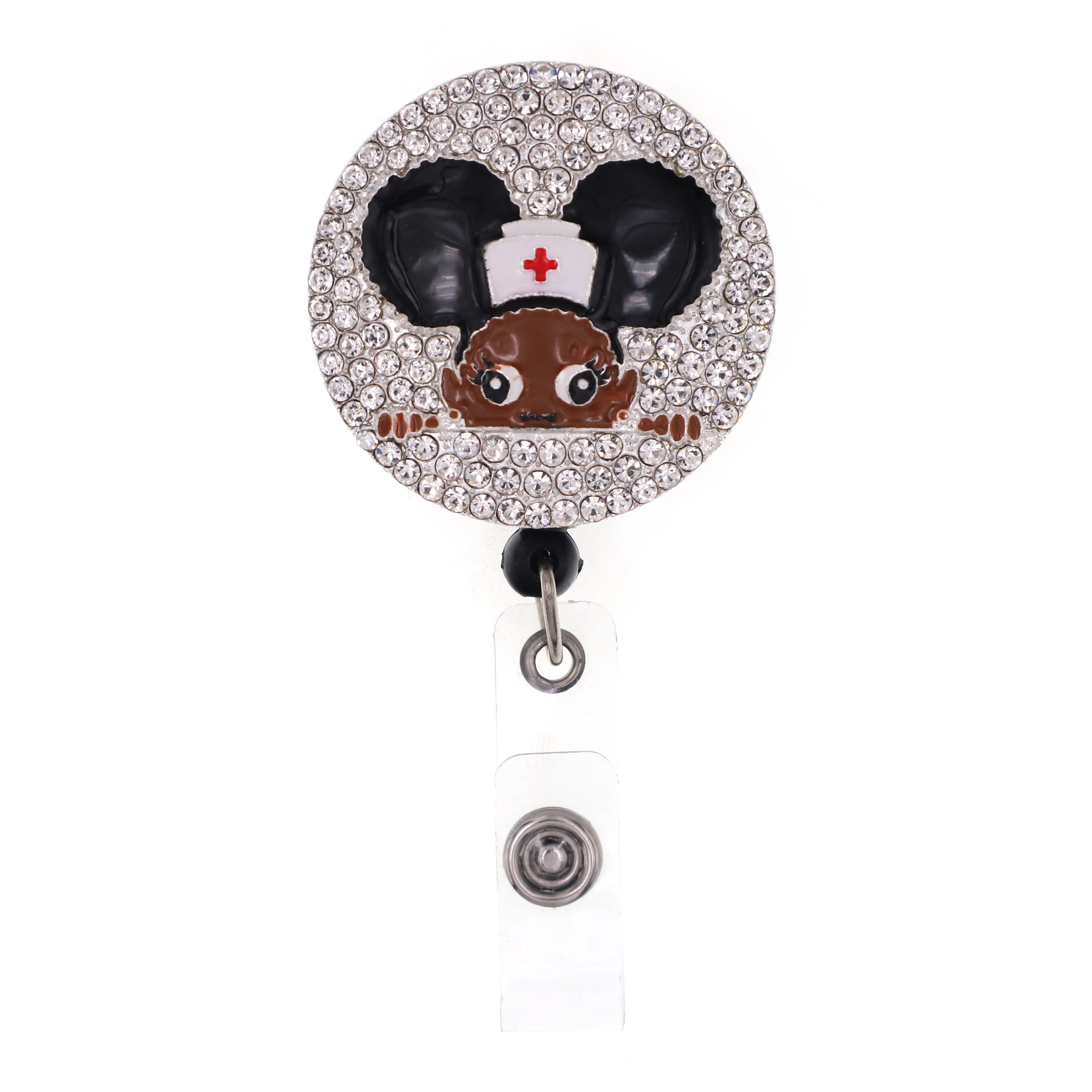 

Rhinestone Enamel Medical Rhinestone Alloy Retractable ID All Day All Night Nurse Badge Reel/Holder for Nurse Accessories