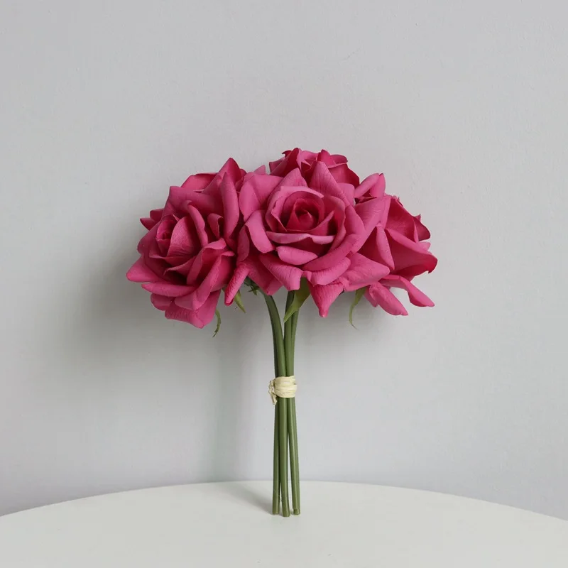 10 Stück Künstliche Rosen mit gewellten Kanten, Echtblumen-Optik, Brautstrauß, Hochzeitsdekoration, Kunstrosen für Party- und Tischdekoration – Detail 14