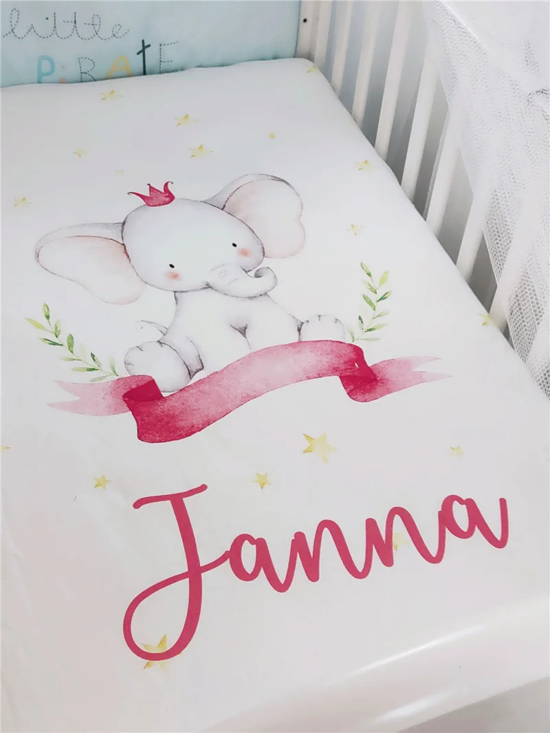 Personalised Standard Mini Babi Cot Crib Fitted Sheet Mattress Cover Cutom DIY Newborn Infant Bedding Set Baby Birthday Gift