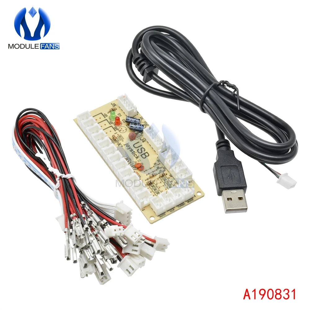

Zero Delay Arcade USB Encoder PC to Joystick Push Buttons Wired Cables For MAME Fight Stick Control Module Board