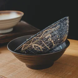 Household Large Ceramic Soup Bowl Creative Japanese Style Bowl Ramen Beef Noodle Noodle Bowl 25cm