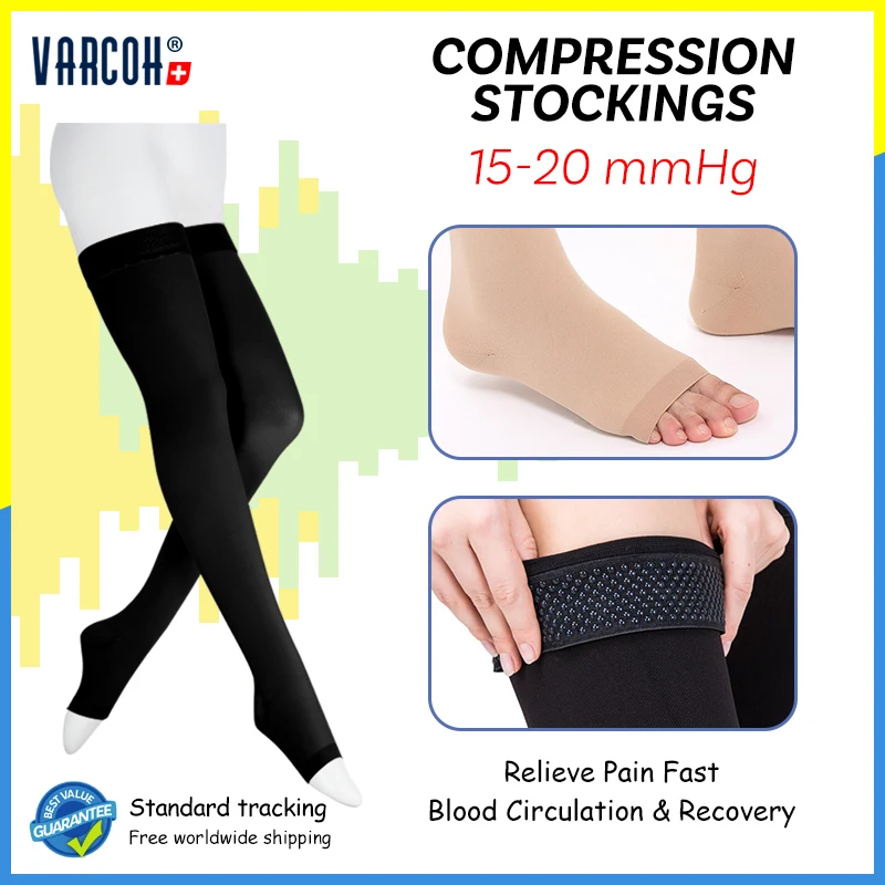 Thigh High Compression Stockings Support 15-20 mmHg Gradient Socks Men  Women Treatment Swelling,Varicose Veins,Edema, Pregnancy