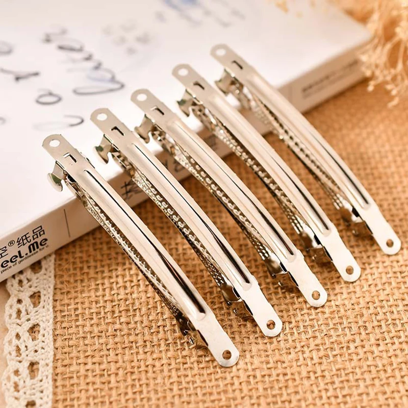 10pcs Spring Barrette Automatic Hair Clips Blank Bow Hairclip Back Hairpin Base for Jewelry Making DIY Hair Accessories Supplies