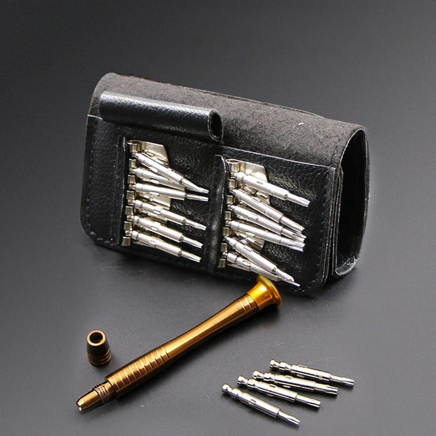 Kit cacciavite di precisione, 25 in 1 con Set di cacciaviti a 24 punte, Kit Driver magnetico con custodia in pelle, per telefono cellulare