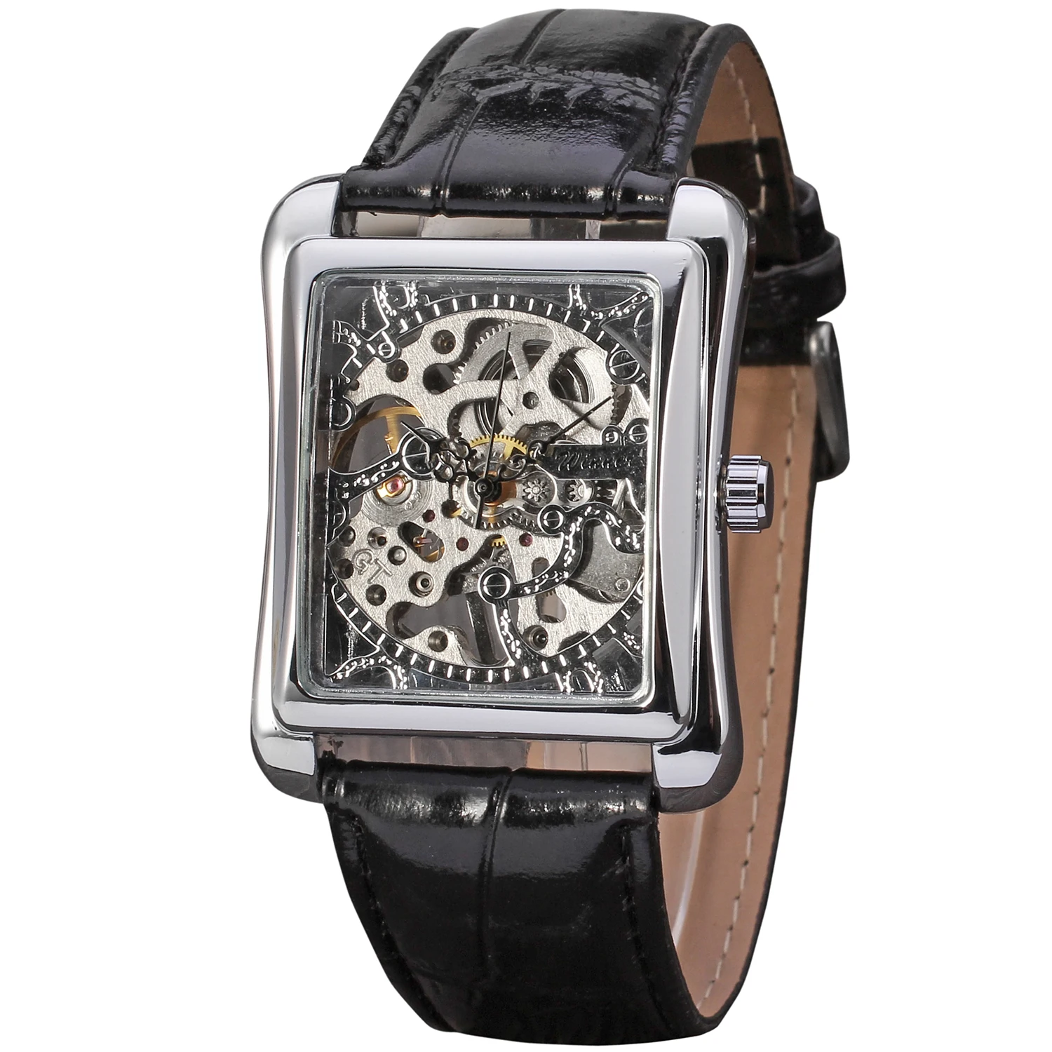 T-WINNER Watch Rectangular mechanical Watch Men's Watch Gold Belt Wrist Watch Hollow hand Mechanical watch