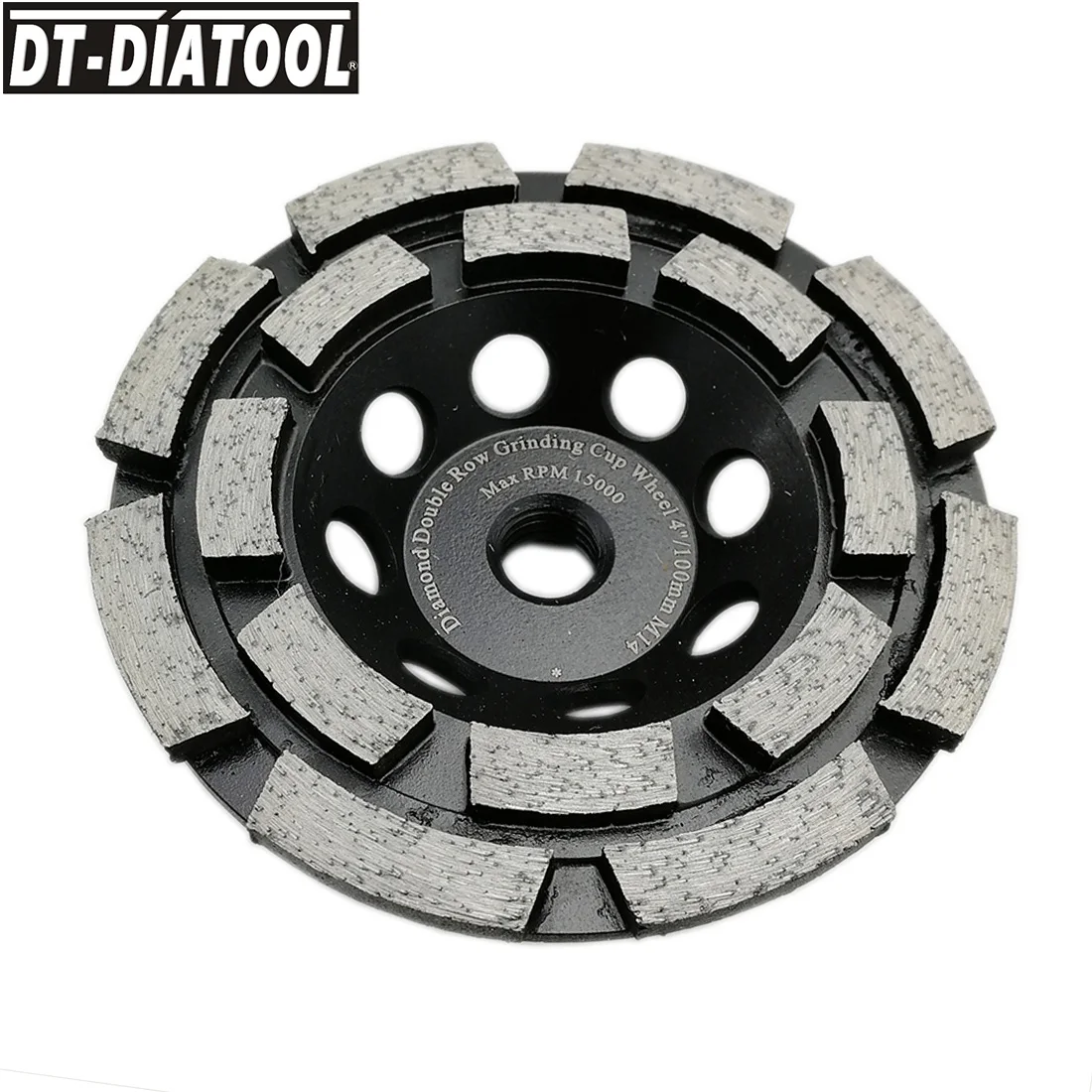 DT-DIATOOL 1pc M14 Thread Dia 100mm/4inch Diamond Double Row Cup Grinding Wheel For Concrete Brick Hard Stone Granite Marble