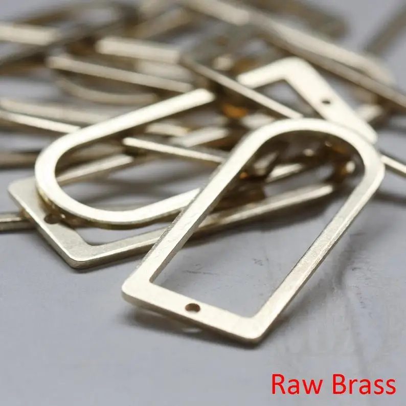

Premium Plated Solid Brass Cut Rectangle Pendant - 30.1x12.7mm (3873C)