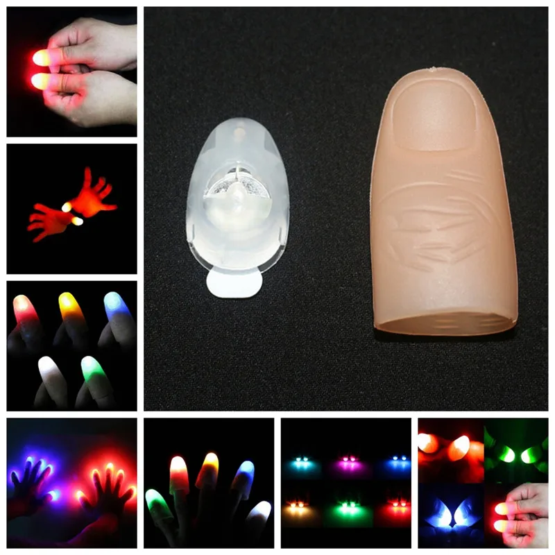 2Pcs Magic Super Electronic LED Light Flashing Fingers Magic Trick Props Kids Amazing Glow Toys Children Luminous Decor Gifts