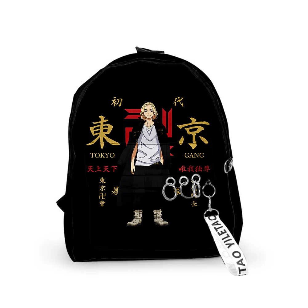 Mochila escolar de Anime Kawaii para niño y niña, bolsa de viaje de hombro japonesa con estampado 3D de Tokyo vengadores, informal, Unisex