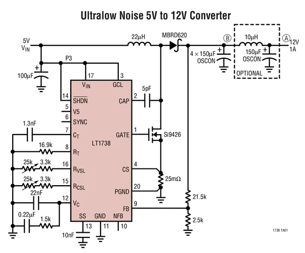 LT1738EG LT1738IG LT1738 - Slew Rate Controlled Ultralow Noise DC/DC Controller