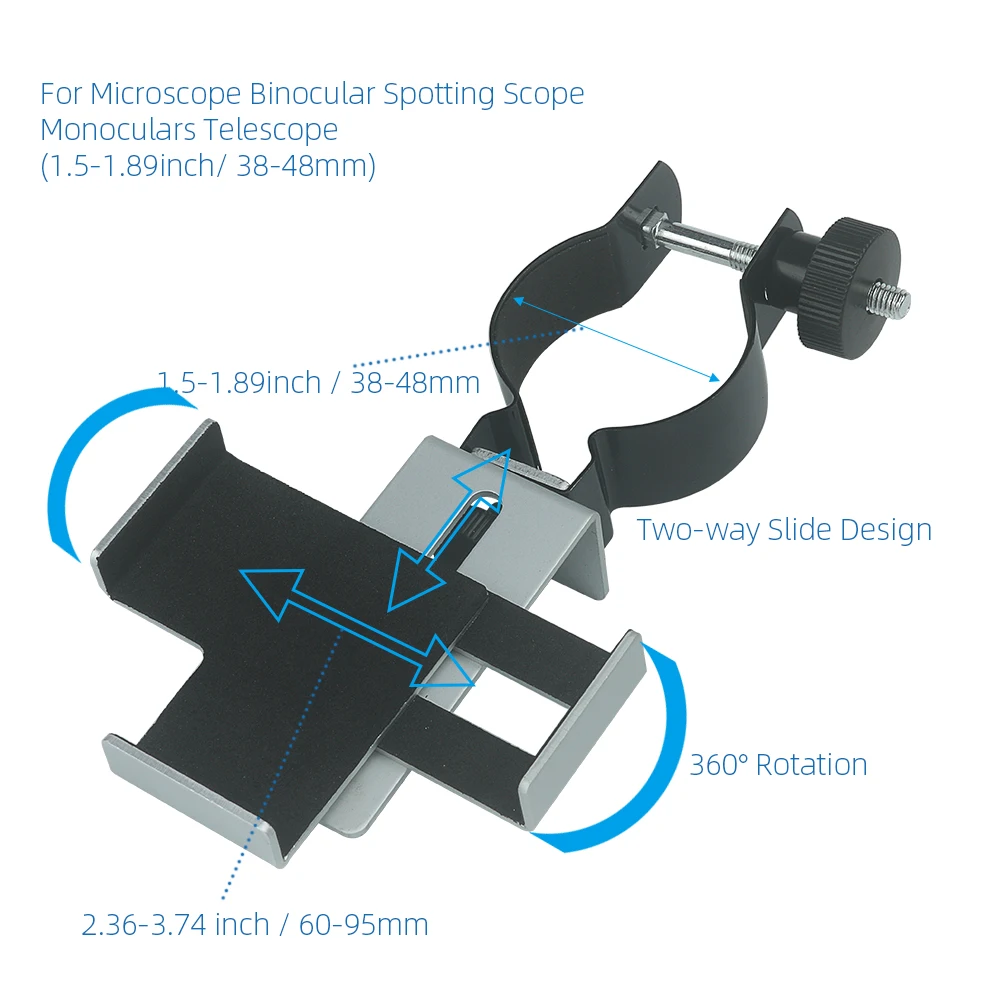 EYSDON-Adaptador de Metal para teléfono inteligente, conector para telescopio Monocular, soporte para teléfono móvil, 38-48mm