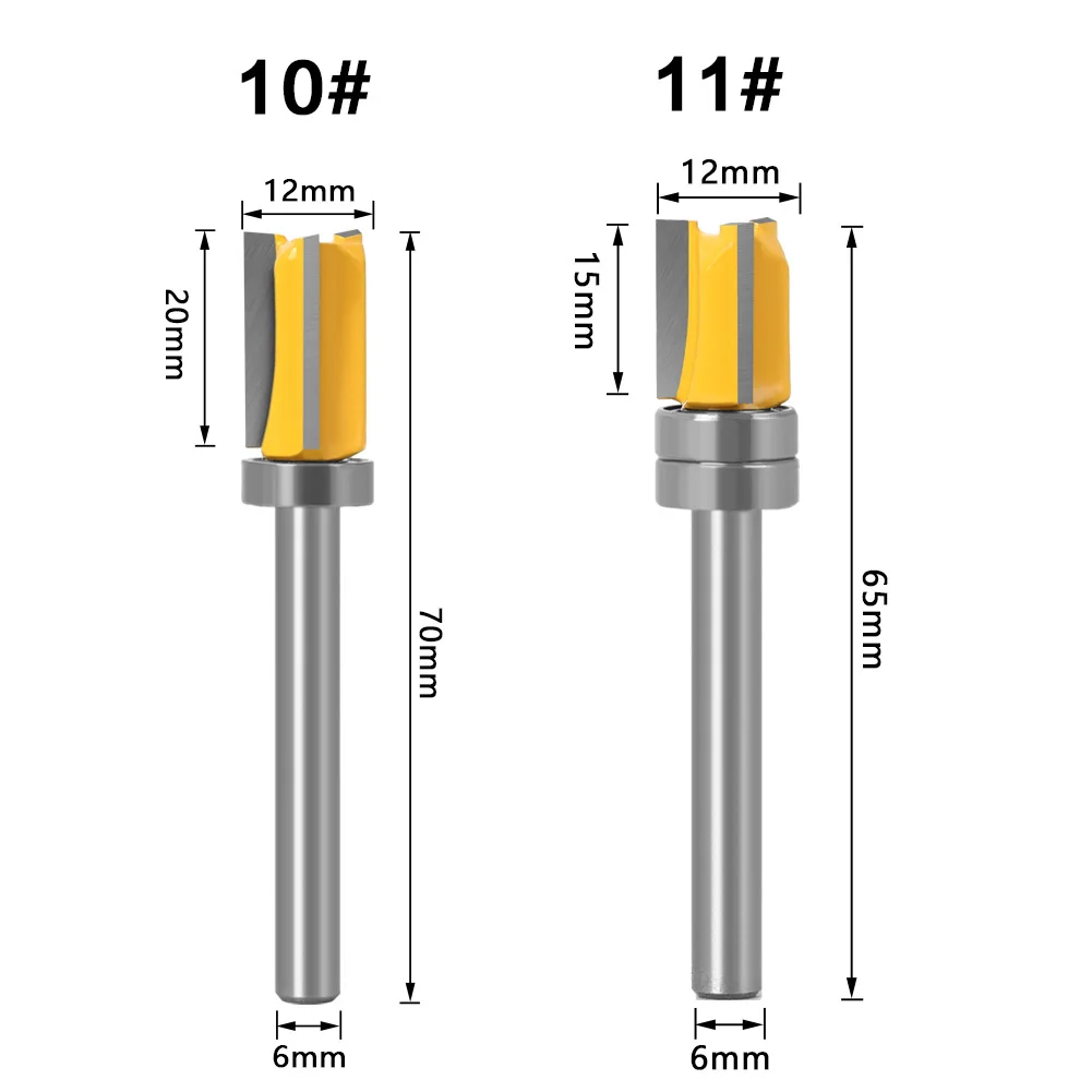 Broca de fresadora de 6MM, plantilla de tallado de madera, embellecedor de bisagra, fresadora de extremo recto, herramienta de limpieza al ras, 1 ud.