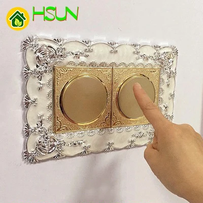 176 European double Switch paste Acrylic plastics corner flower Switch sleeve Double socket Decoration paste protective cover