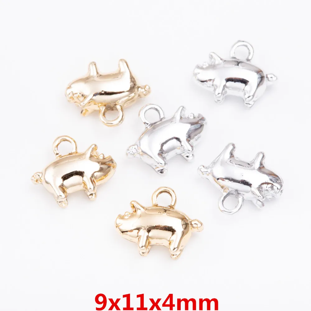 8 Pieces Gold Color Alloy Enamel Cute Pig Charms Pendant Accessaries For DIY Bracelet Necklace Jewelry Making Earring Findings