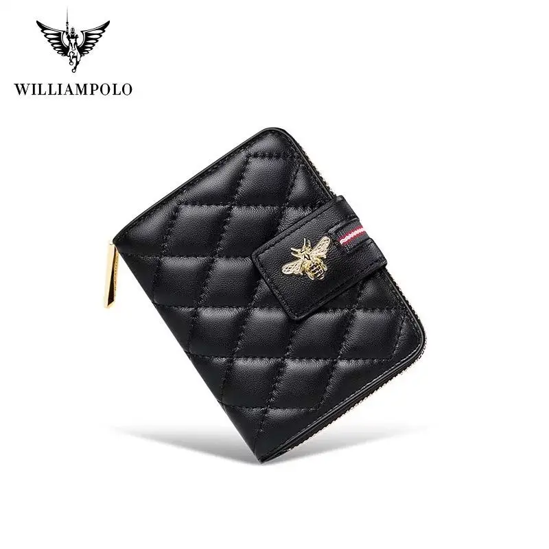 WILLIAMPOLO Short Wallet Super Soft Leather Women's Casual Fashion Credit Card Wallet sheepskin Purse #191455