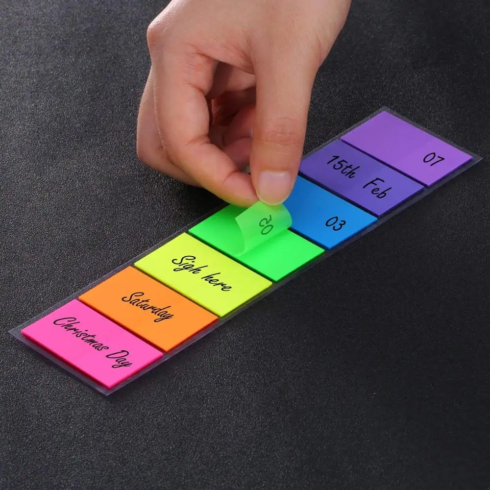 7 Color Flags Index Tabs Sticky Notes Writable Labels Page Marker Bookmarks Text Highlighter Strips For School Office-25 x 45 mm