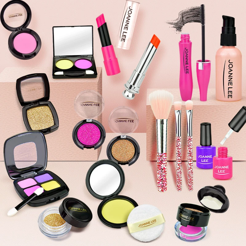 Juego de maquillaje de simulación para niñas, juego de maquillaje con lápiz labial, sombra de ojos, cosméticos, casa de juego, Princesa, juguete de cumpleaños, 1Set