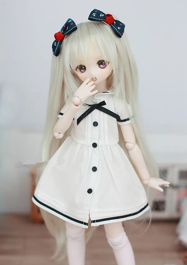 

BJD doll dress for 1/3 1/4 1/6 msd. yosd. MDD size fashion dress sailor bow dress white black khaki 3 color doll accessories