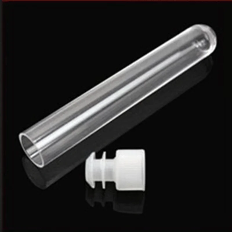 10Pcs 12x100mm Clear Plastic Test Tubes With Caps Stoppers Lab Test Tubes DIY Handmade Beading Beads Storage Tube Lab tools