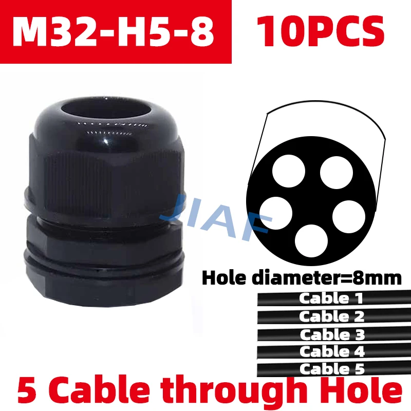 10PCS More Holes Waterproof Plastic Cable Gland M20*1.5 With Tow Holes M25*1.5 Nylon Gland M32*1.5 Black Grey Seal Joint M16 image 3