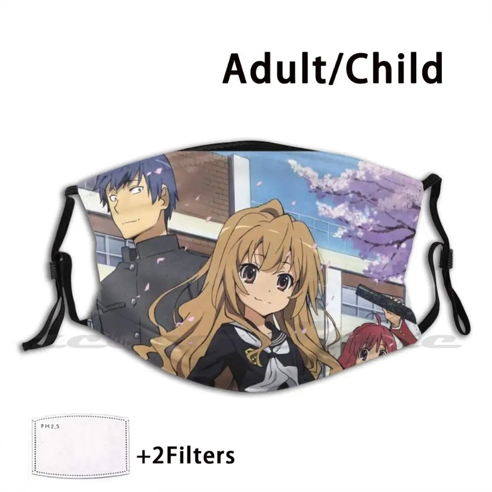 

Toradora Mask Cloth Washable DIY Filter Pm2.5 Adult Kids Toradora Aisaka Taiga Taiga Aisaka Ryuji Ryuuji Takasu Love School