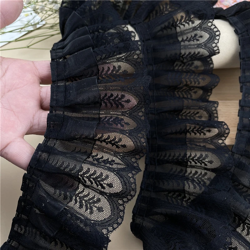 3 метра/лот, черные двухслойные трехмерные кружевные ленты шириной 8 см, платье, юбка, манжеты, кружевные аксессуары для домашних животных X630