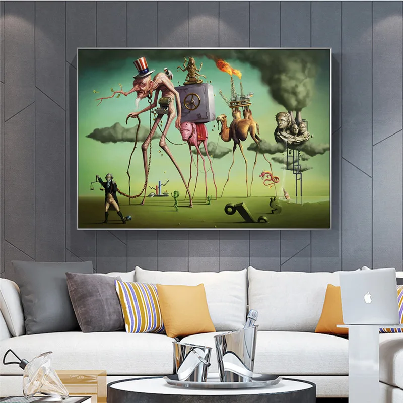 

"The American Dream" by By Salvador Dali Wall Art Canvas Paintings Famous Artwork Reproductions Wall Pictures For Living Room