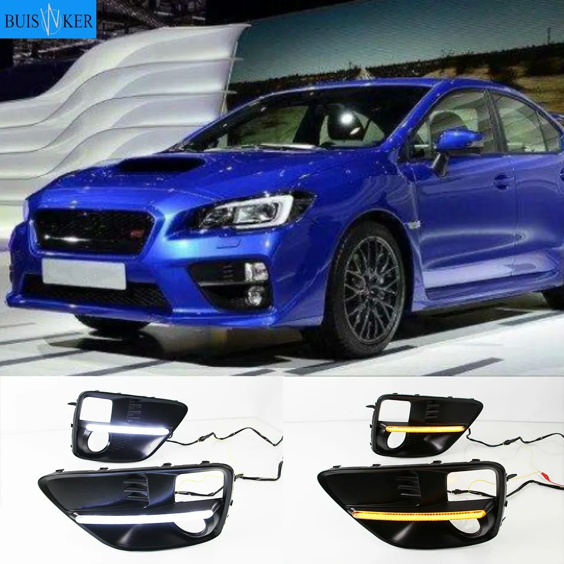 

Car LED DRL Daytime Running Light with Turn Signal Fog Light for Subaru WRX 2015 2016 2017 1 order