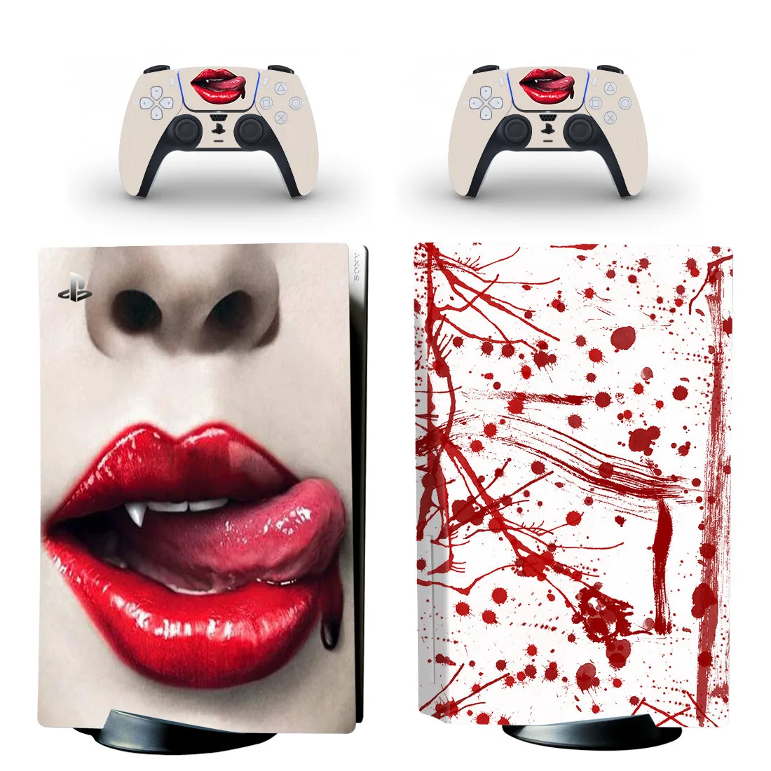 Blood PS5 Disc Skin Sticker for Playstation 5 Console & 2 Controllers Decal Vinyl Protective Disk Skins