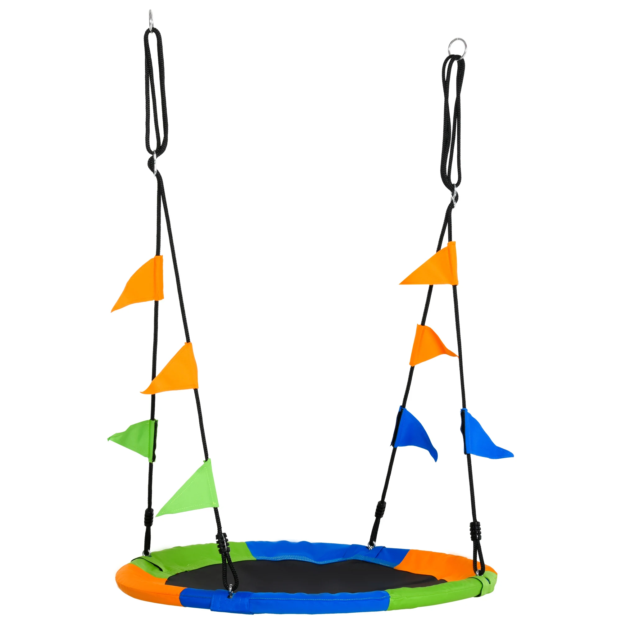 Outsunny garden swing nest height adjustable rope and flags for kids and adults 150 kg Ø 100x180 cm multicolored