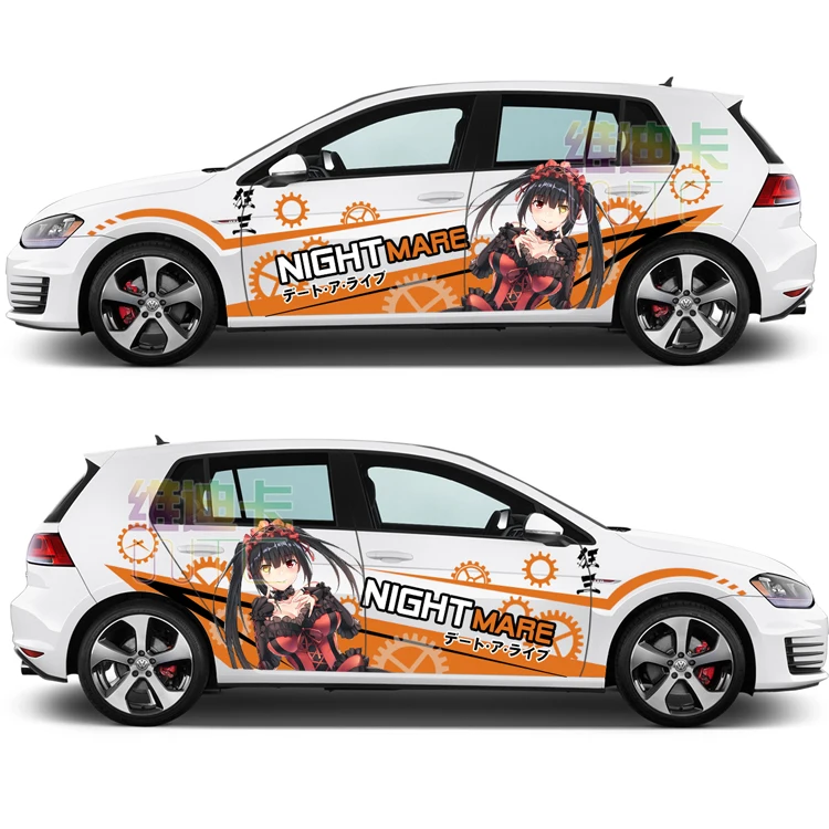 Japanese Cartoon Car Decals Itasha Tokisaki Kurumi Anime Stickers Nightmare Camouflage Sticker Auto Door Drift Racing Decal