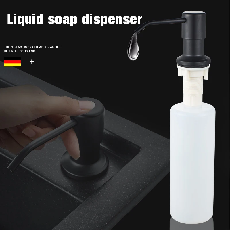 Senlesen Dispenser di sapone liquido nero opaco per lavello da cucina piatti da 250ML bottiglia di detersivo per lavaggio flacone Dispenser di