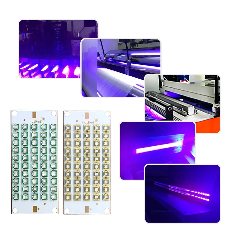 High Power UV Purple LED Chips 50W 100W 150W 300W Curing Lamp Module 365nm 370nm 395nm 405nm For 3D Label Printer Glue DIY Light