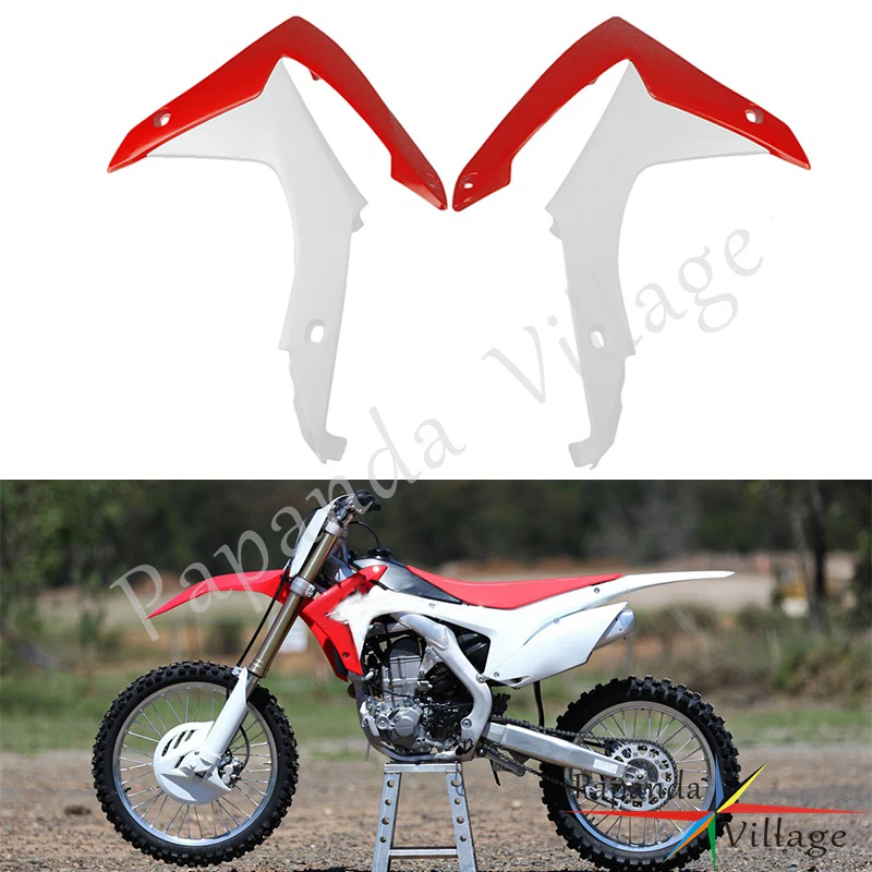 

Red White Plastic Front Radiator Shrouds Motocross Front Side Fairing Cover For Honda CRF 250 R 2014-2017 CRF 450 R 2013-2016