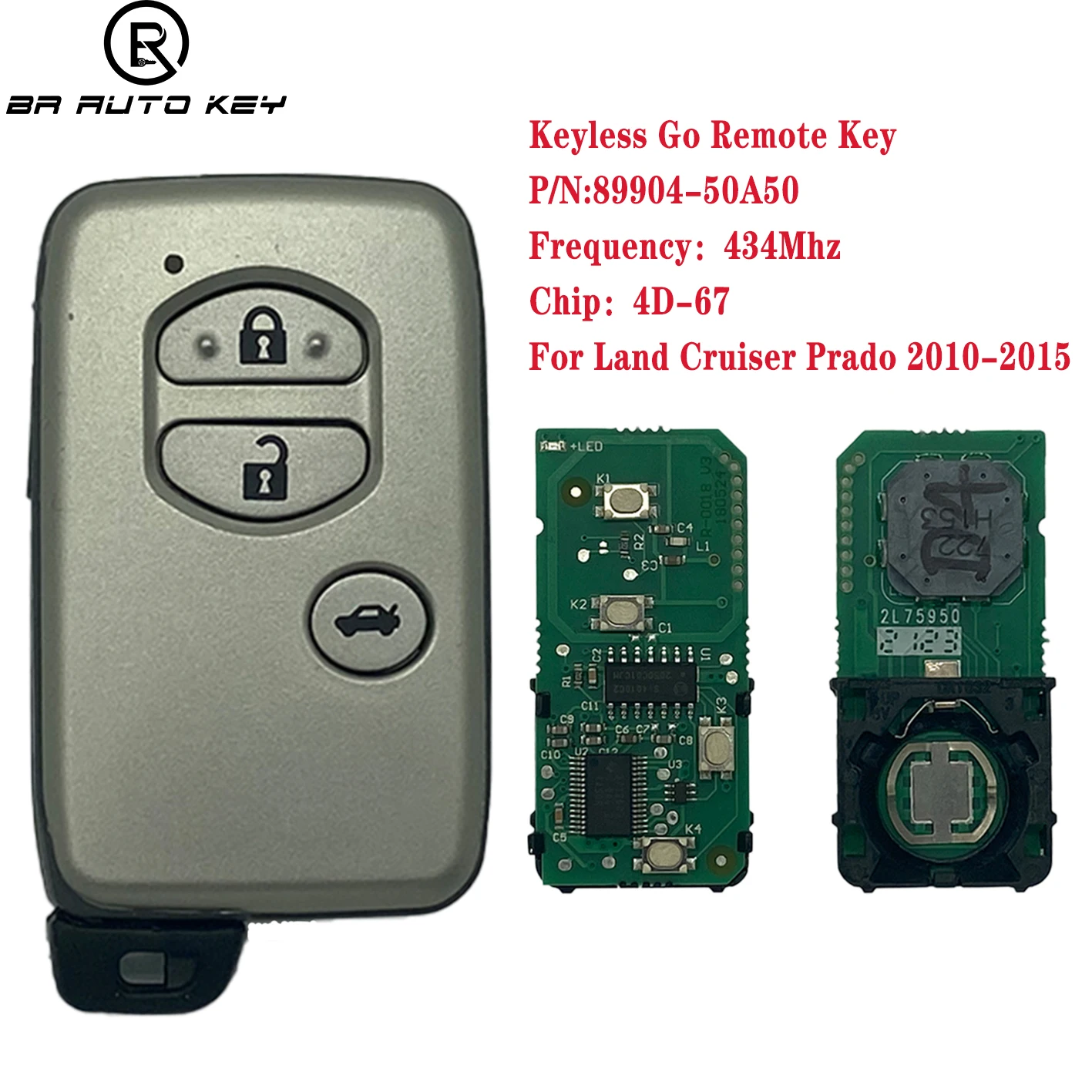 89904-60A50 2/3 Bottoni Smart Chiave A Distanza per Toyota Land Cruiser Prado lc150 lc120 2010 + B74EA fsk433mhz 4DChip P1:98 F433