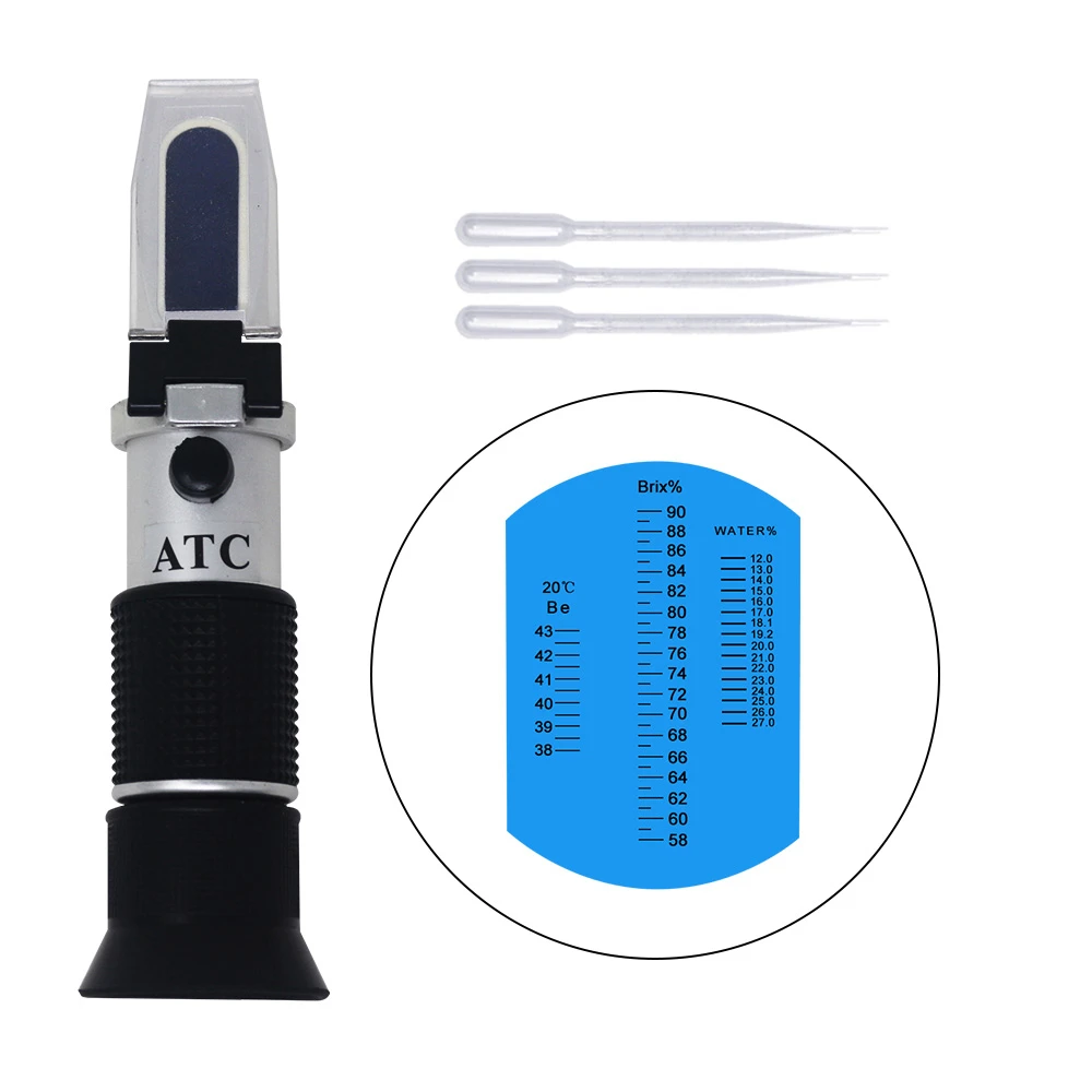 3 in 1 Tenuto in Mano Miele Rifrattometro di Alta Concentrazione di 58% ~ 90% Brix 38 ~ 43 Essere 12-27% di Acqua api Zucchero di Umidità per il Miele Tester