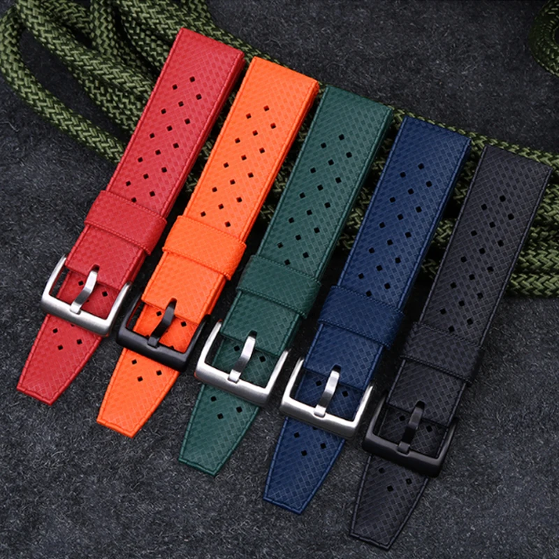 20mm 22mm Premium-Grade Tropic Rubber Watch Strap  For s-eiko SRP777J1 New Watch Band Diving Waterproof Bracelet Black Color