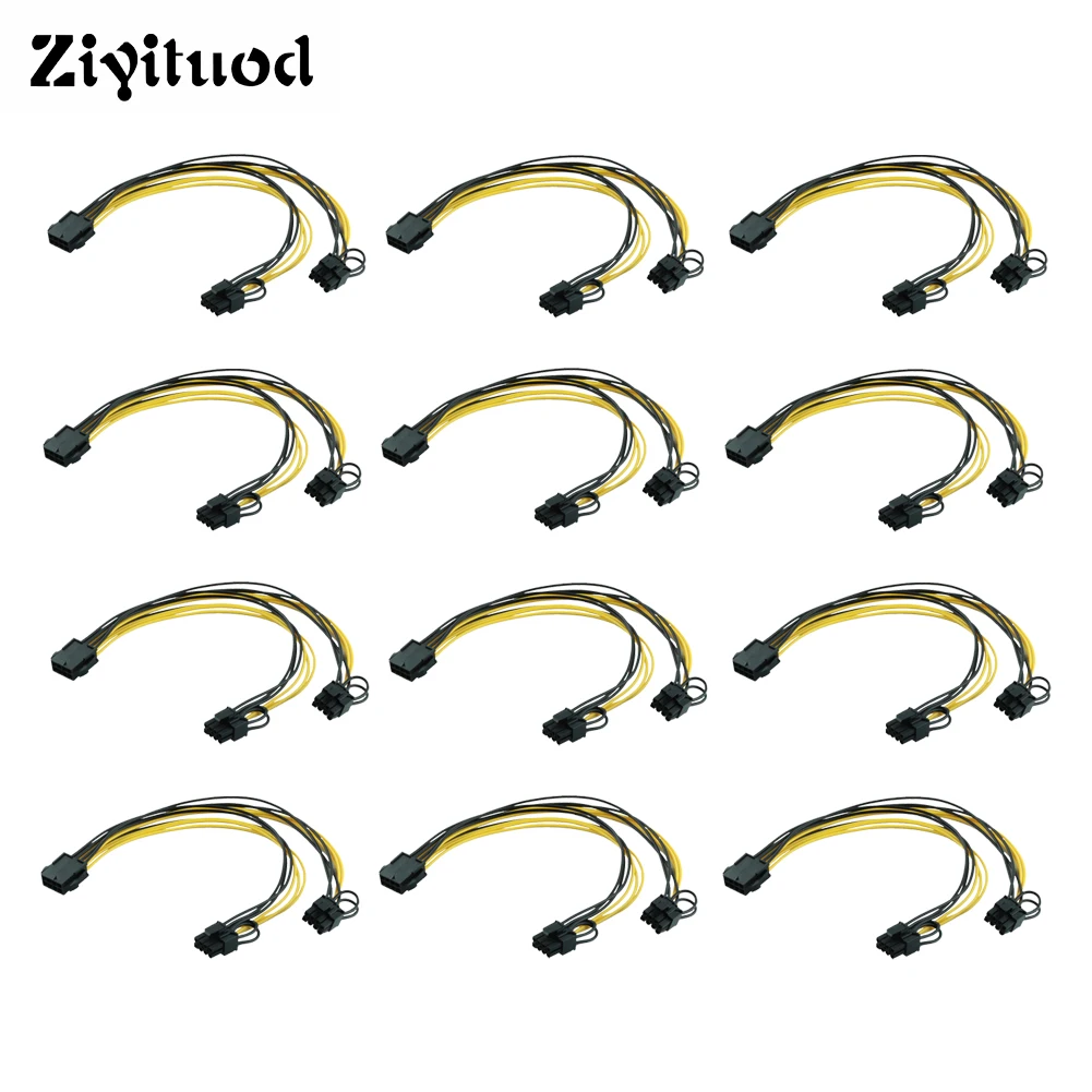 

12pcs 8Pin to Dual 8 (6+2) Pin 32cm PCI Express Graphic Card Adapter GPU CPU Power Data PCI-E Cable Splitter For Ethereum Mining