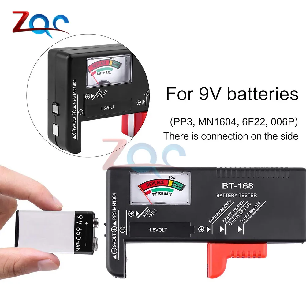 Universal Battery Tester BT-168D Digital / BT-168 Gauge Battery Voltage Detector for 1.5V AA / AAA / C / D / Button Cell 9V PP3