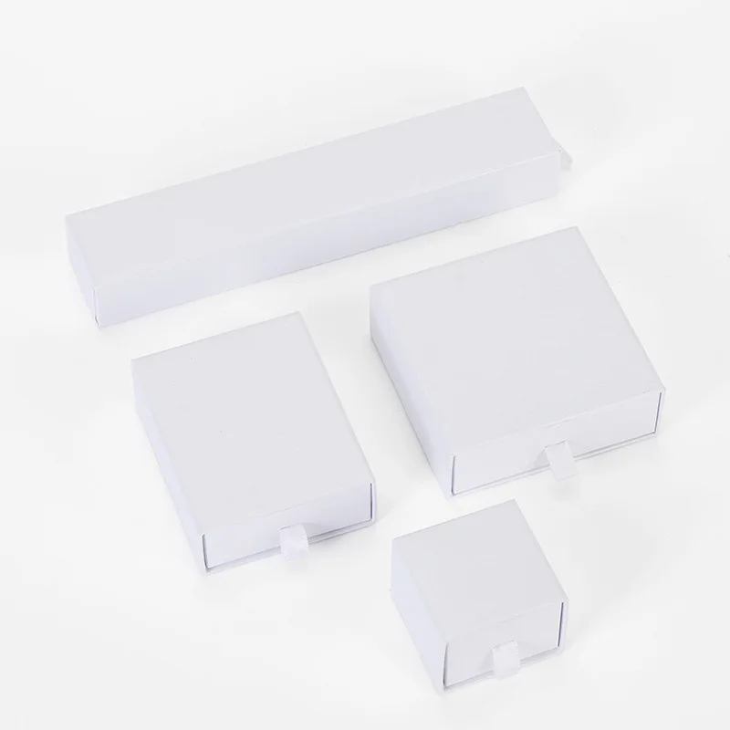 12Pcs Pull-Out Jewelry Box White Pink Black Necklace Earring Bracelet Brooches Packaging Craft Paper Drawer Box for Gift Display