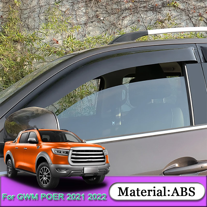 

For Great Wall Cannon GWM Poer Ute 2021 2022 Car Awnings Shelters Window Visors Sun Rain Shield Sticker Cover Auto Accessories